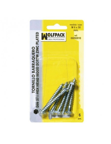 Blister Tirafondo Barraquero Din571 6x60 (5 Piezas) 2