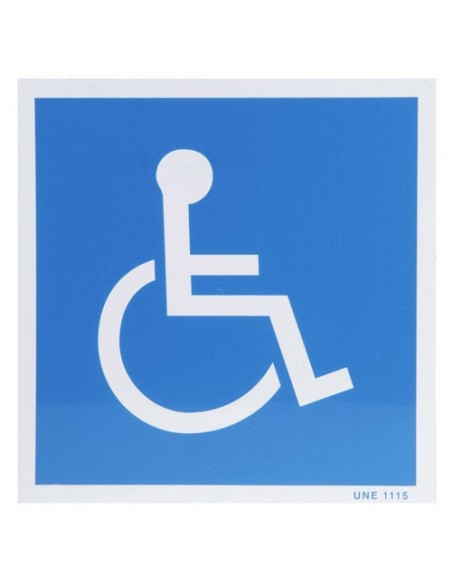 Cartel Minusvalidos Azul blanco  21x21 cms