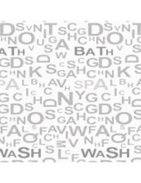 Cortina Ducha Tela Letras Gris 180x200 cm.