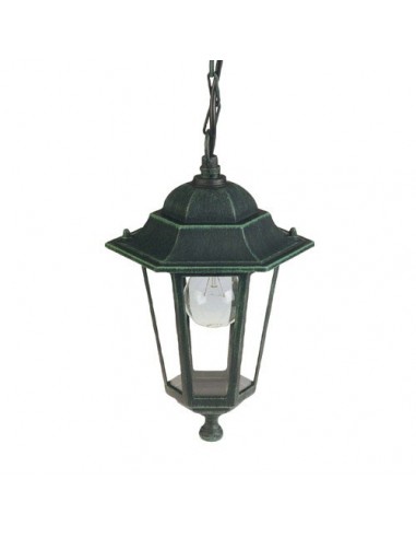 Farol Jardín Papillon Hexagonal Verde Suspendido