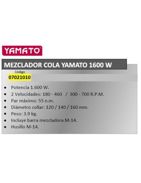 MEZCLADOR COLA YAMATO  1600w 2VELOC.